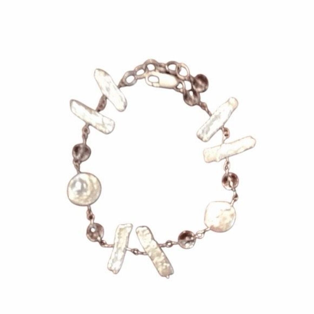 Boutique pearl, glass and silver bracelet